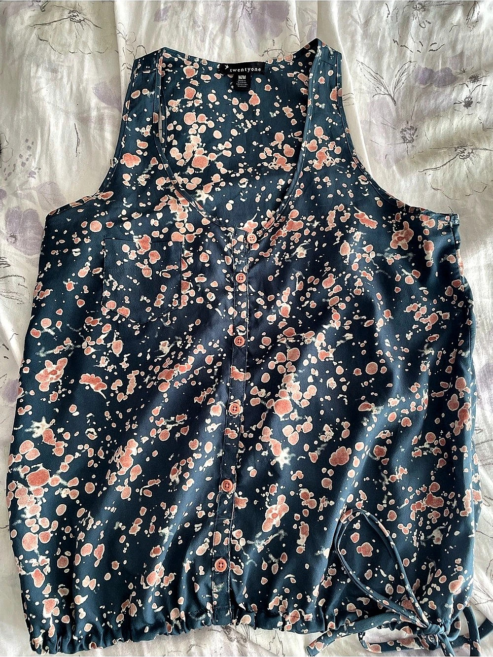 Twentyone Floral Blouse in Blue & Pink Size Medium
